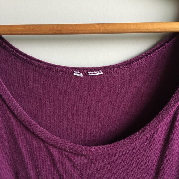 ⚪ Burgundy casual knit scoop neck mini dress with pockets - Picture 5 of 14